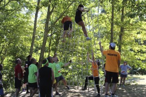 Vertical Cargo Net - Suspended between trees allowing for even less stability on this OCR staple.